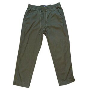 GAP Womens High Rise Cropped Cotton Blend Pants-Green-Small-GUC